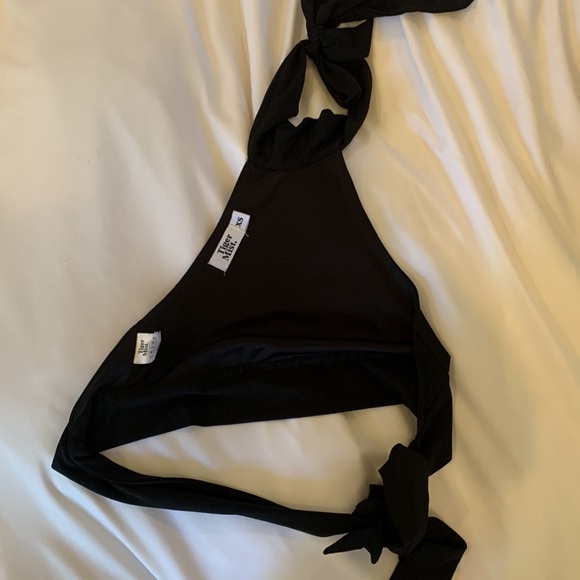 Black halter Tiger Mist crop top with tie -back - Picture 2 of 3